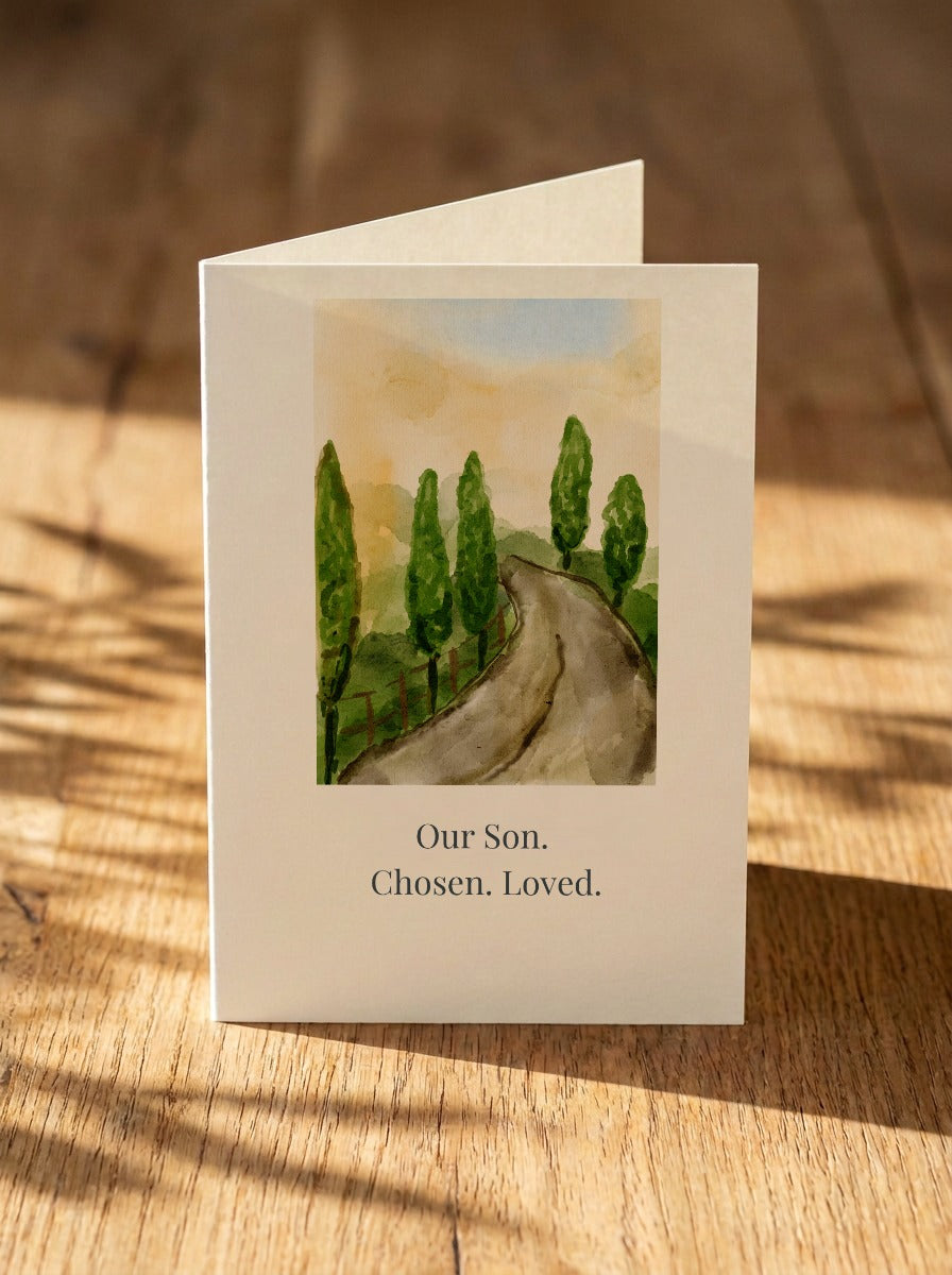 Our Son. Chosen. Loved. – Parents to Teen Adoption Card – front of card